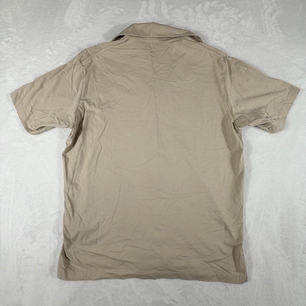 Uniqlo Shirt Men's Size M Beige U Oversized Short Sleeve Button-Up View 3